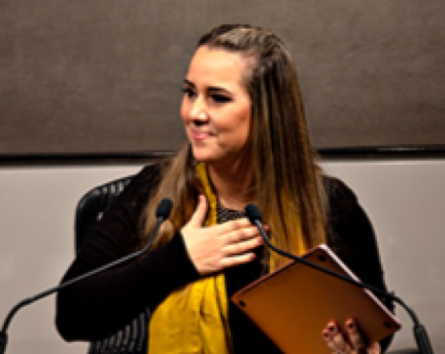 Cristiane Barreto speaking at One World Trade Center, New York